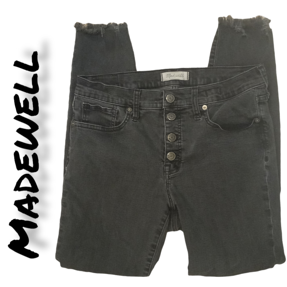 Madewell Black Button Fly High Rise Skinny Jeans - Picture 1 of 6